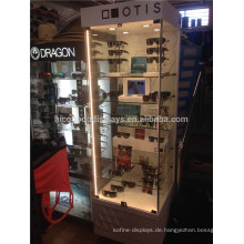 Eyewear Retail Store Sonnenbrille Merchandising Locking Top Led Beleuchtung Glas Display Schrank